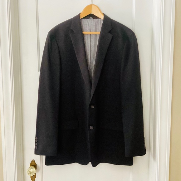 Haggar Blazer Mens Black The Active Series Tailored Fit 44L Sportcoat Jacket